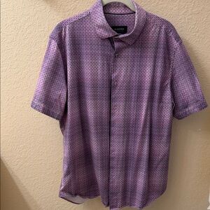 Bugatchi Purple Patterned Short-Sleeve Button-Down Shirt